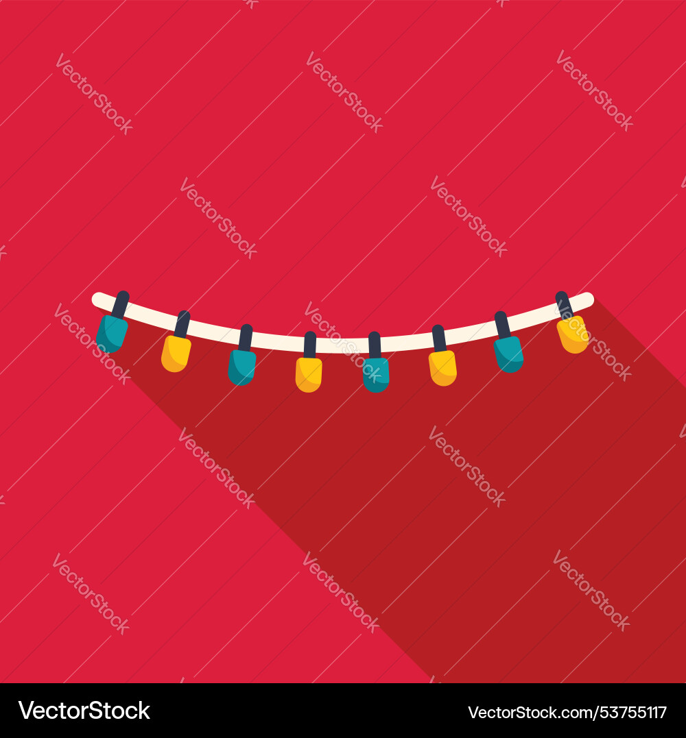 String of colorful lights hanging on a red String of colorful lights hanging on a red vector image