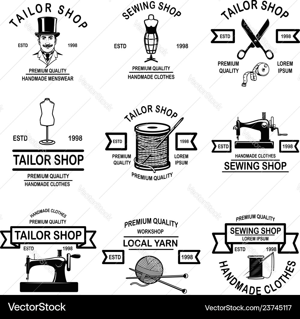 Tailor Shop Emblem Set vector image