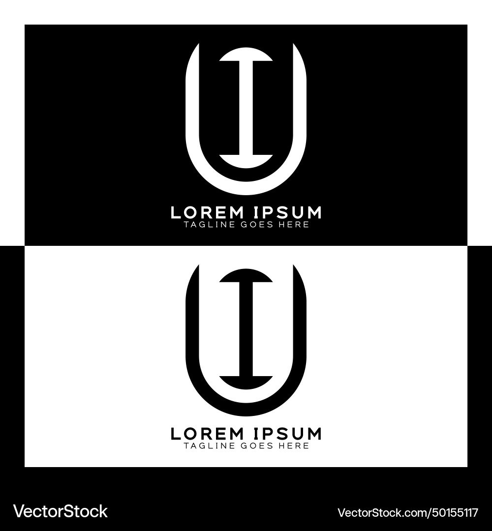 UI Monogram Logo - U & I Initial Vector Image
