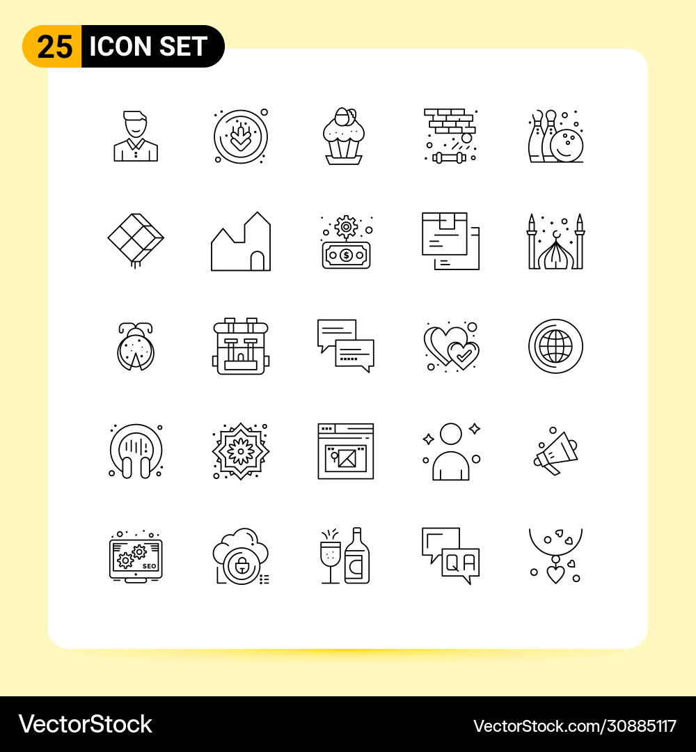 User interface pack 25 basic lines game Vector Image