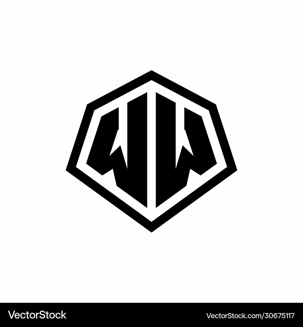 Ww monogram logo with hexagon shape and line vector image