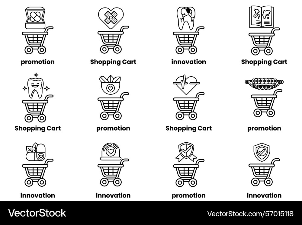 A set of shopping carts with different icons A set of shopping carts with different icons Vector Image