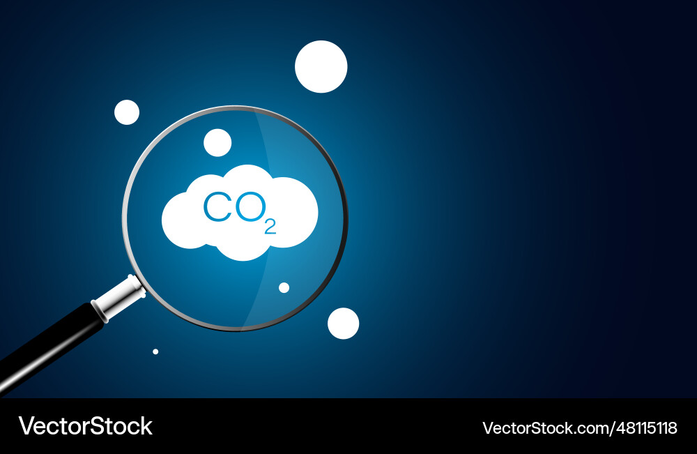 Abstract magnifying glass and carbon dioxide vector image