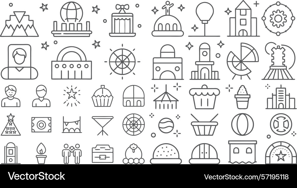 Assorted icons depicting various fun and fe Vector Image