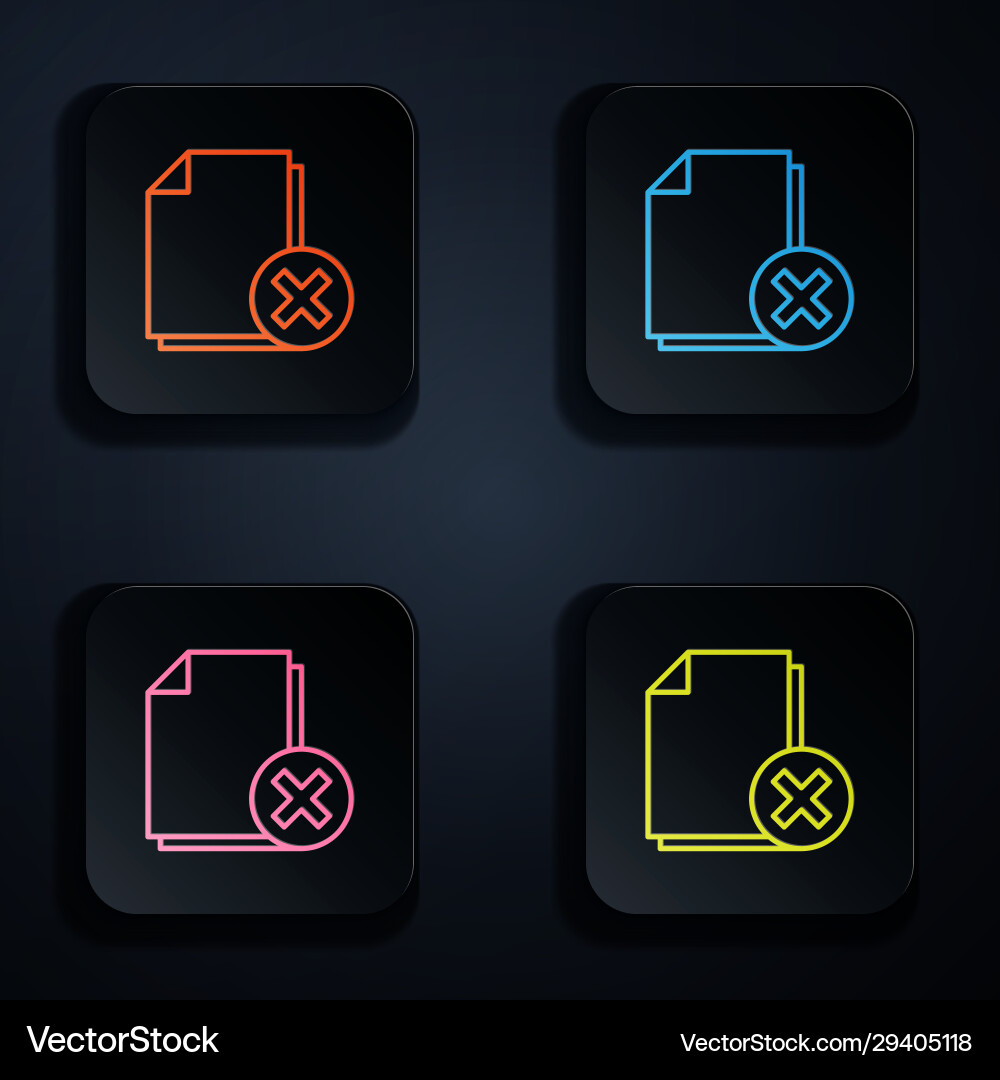 Color neon line delete file document icon isolated Color neon line delete file document icon isolated vector image