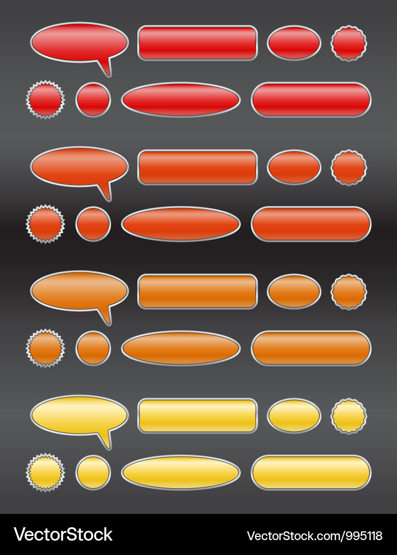 Different shapes web buttons with silver border Vector Image