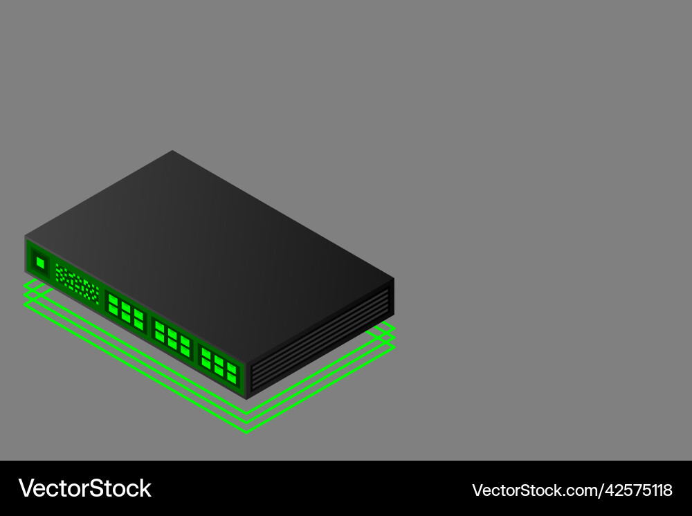 Isometric switch with up link port Vector Image
