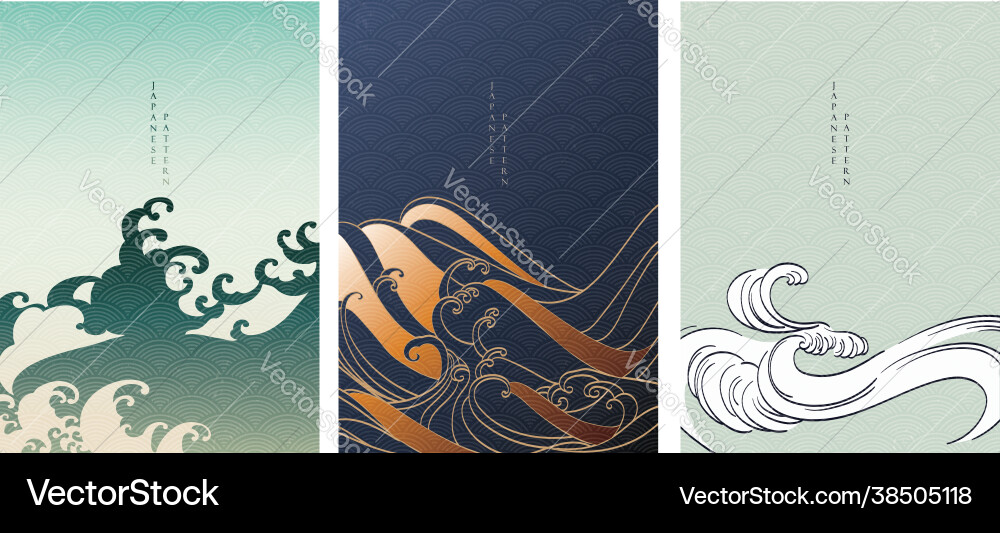 Japanese background with hand drawn wave pattern Japanese background with hand drawn wave pattern vector image