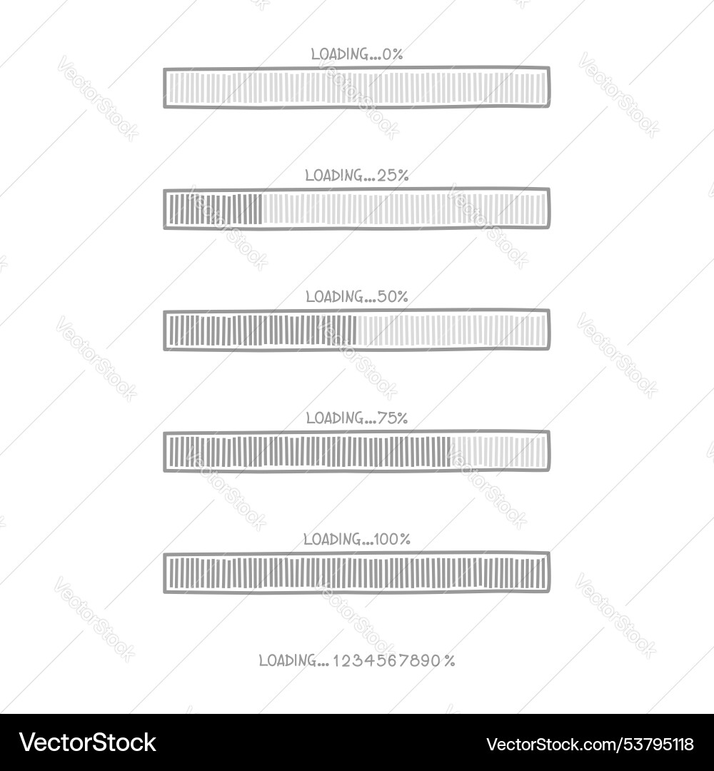 Loading process progress counter bar vector image