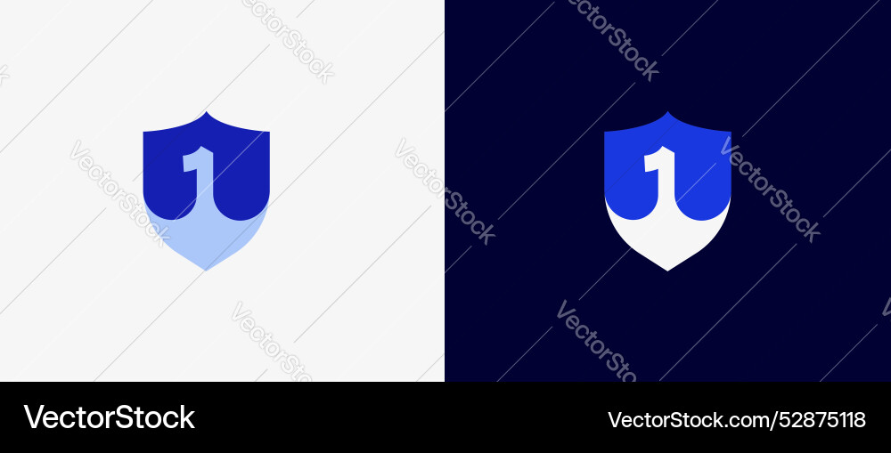 Logo number 1 and shield tech database security Logo number 1 and shield tech database security vector image