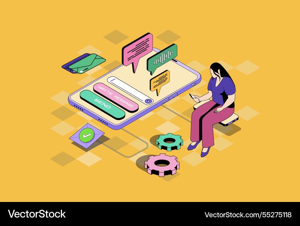 Messaging services web concept in 3d isometric Messaging services web concept in 3d isometric vector image