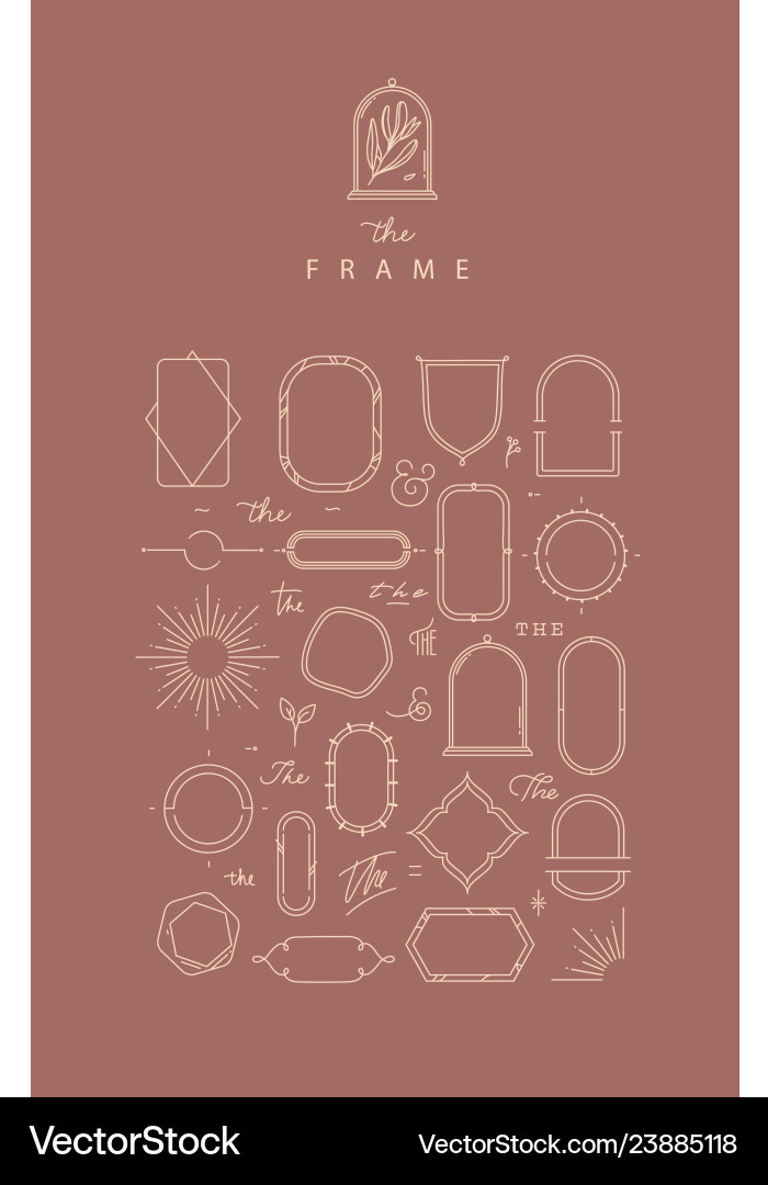 Modern frames and elements dark coral Modern frames and elements dark coral vector image