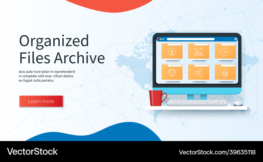 Organized files archive concept computer Organized files archive concept computer Vector Image