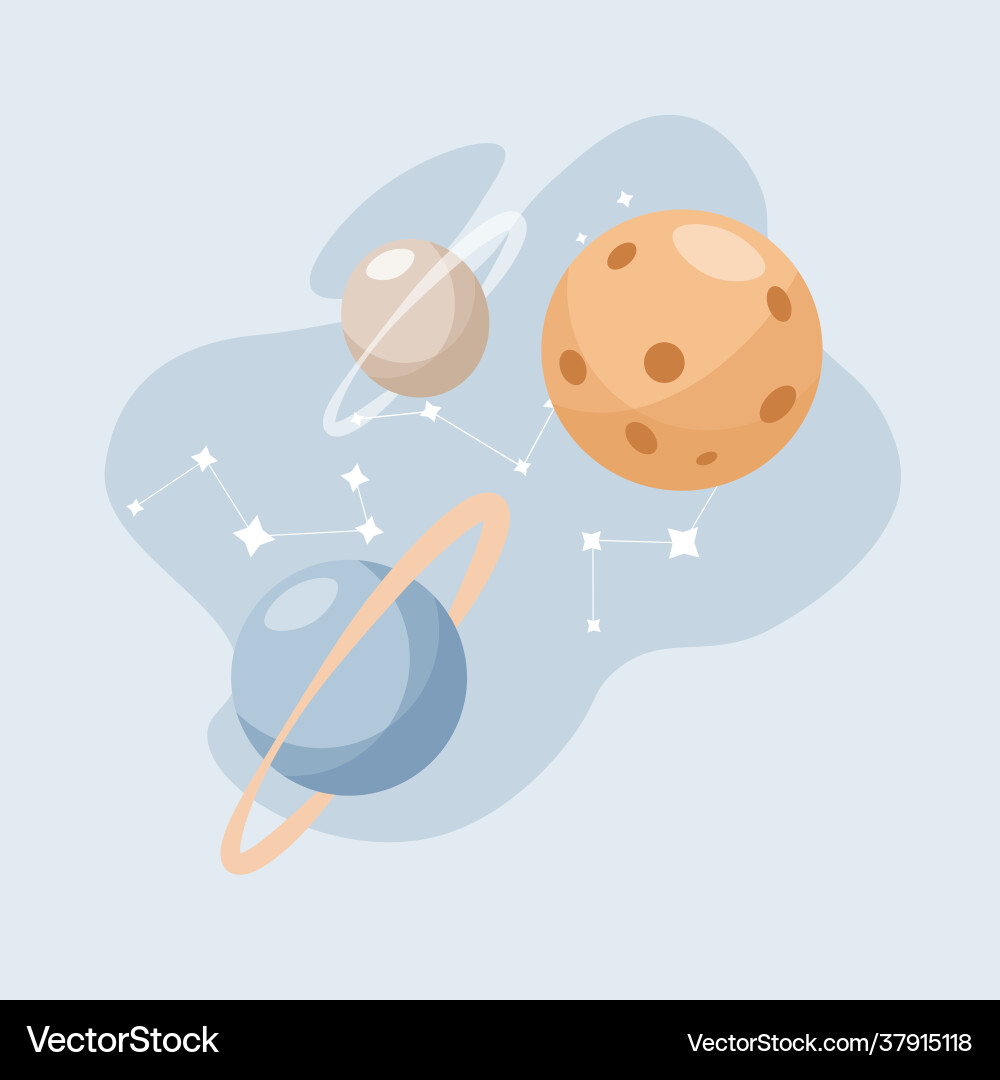 Planets and constellations in outer space Vector Image