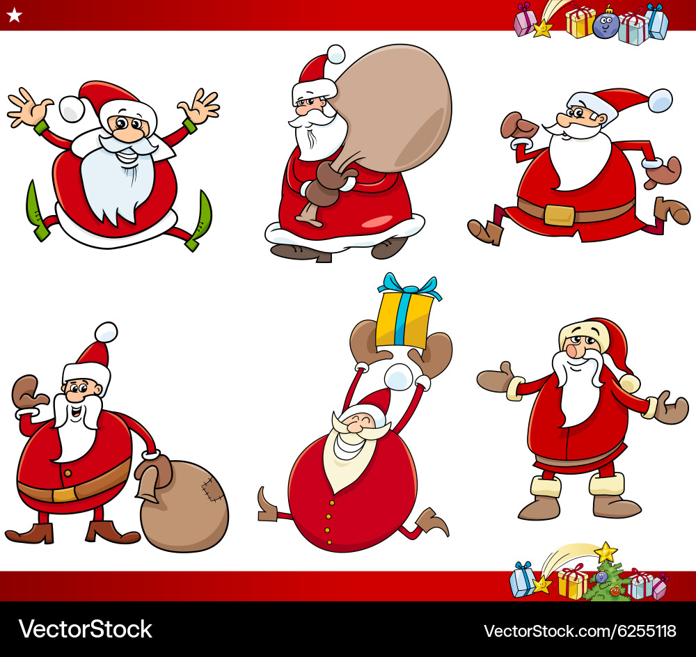 Santa Claus Christmas Cartoon Set Vector Image