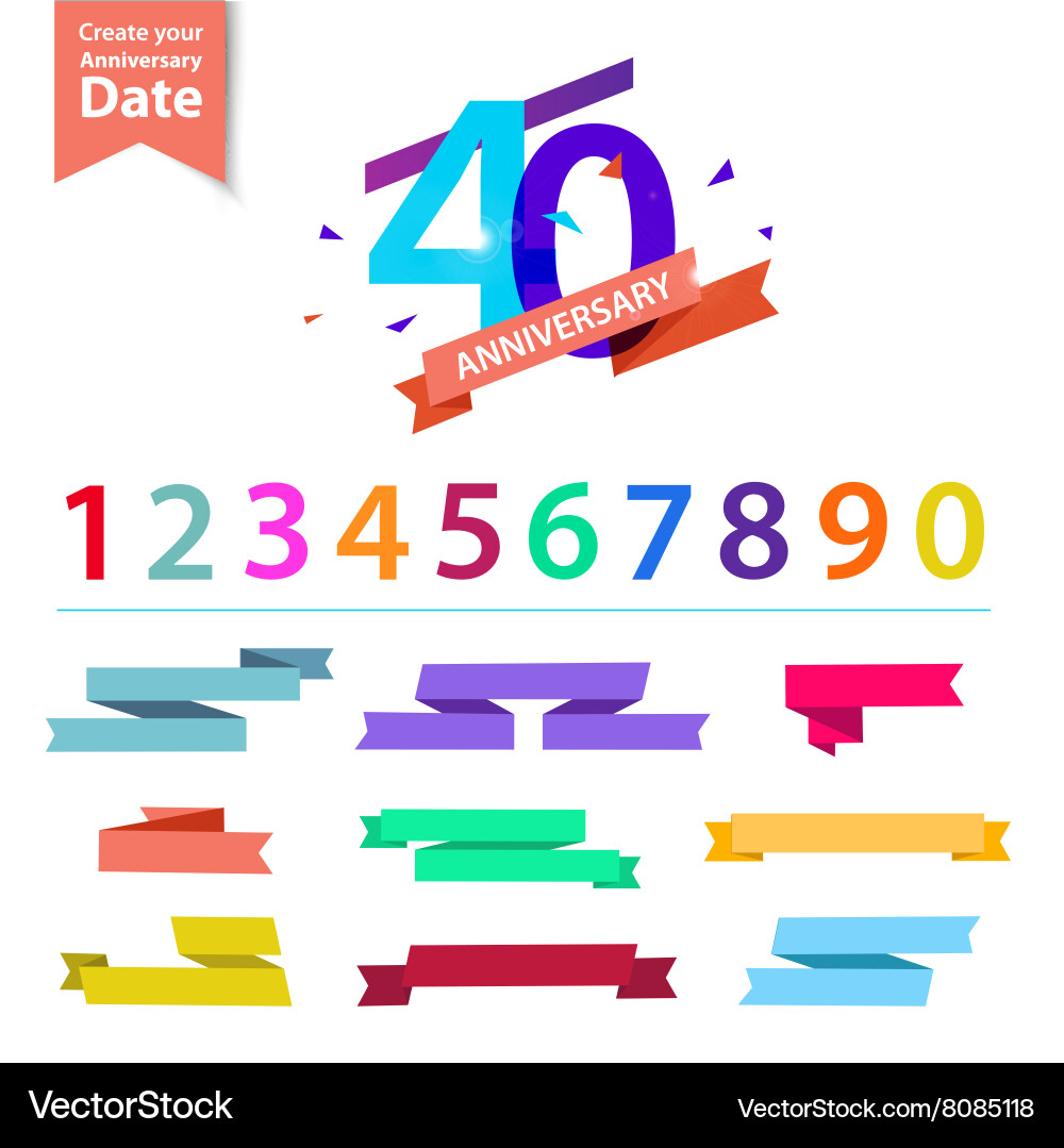 Set of anniversary numbers design create vector image