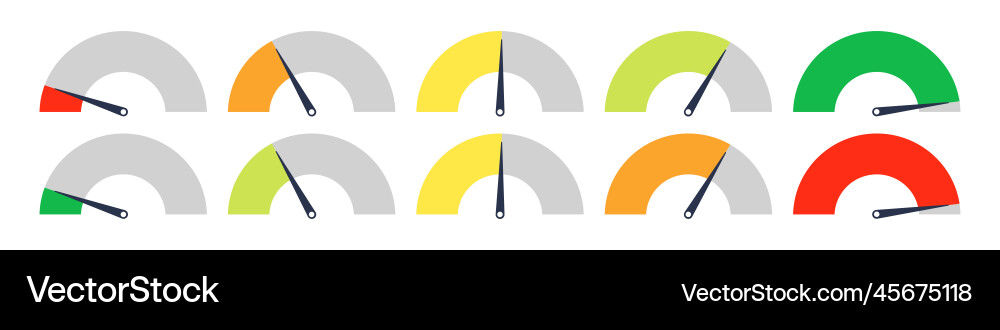 Set of different meter gauge element green Vector Image