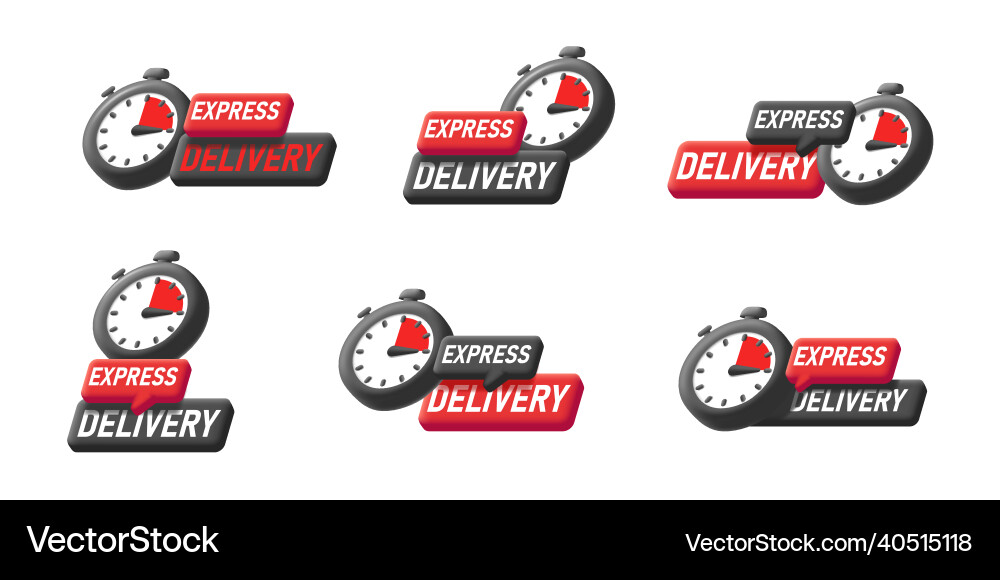 Stopwatch logo with label text express fast vector image