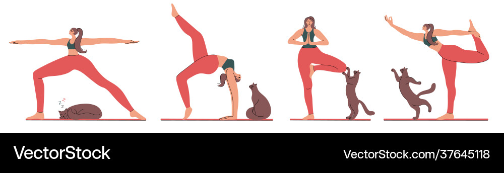 Woman doing yoga at home Woman doing yoga at home Vector Image