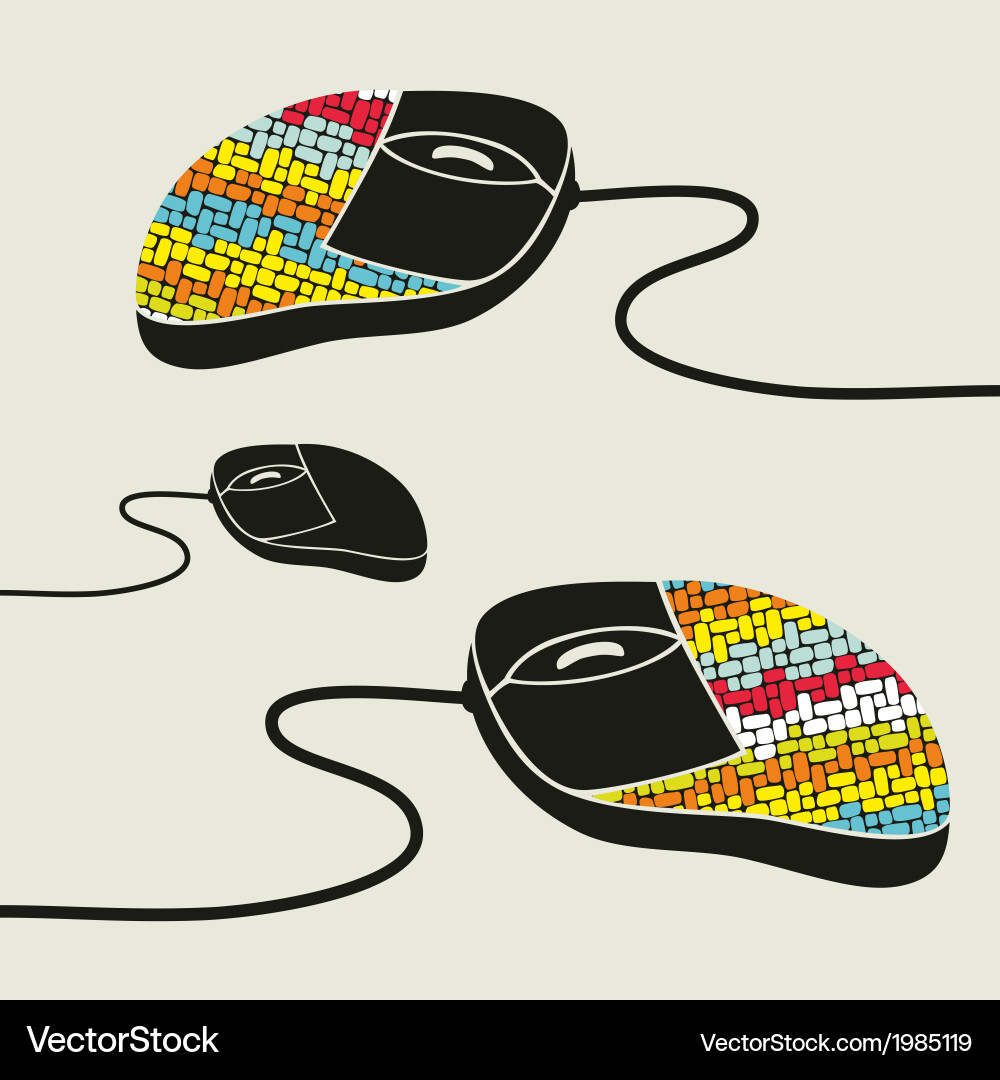 Computer mouse decorated with design print Vector Image