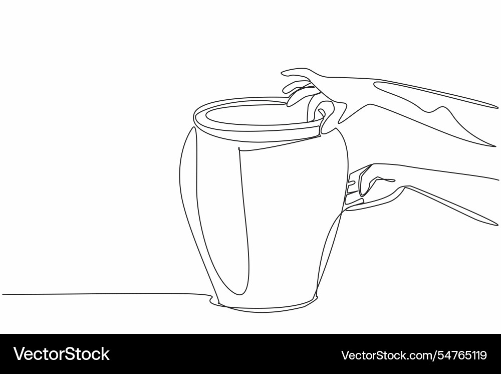 Continuous one line drawing two hands making Vector Image