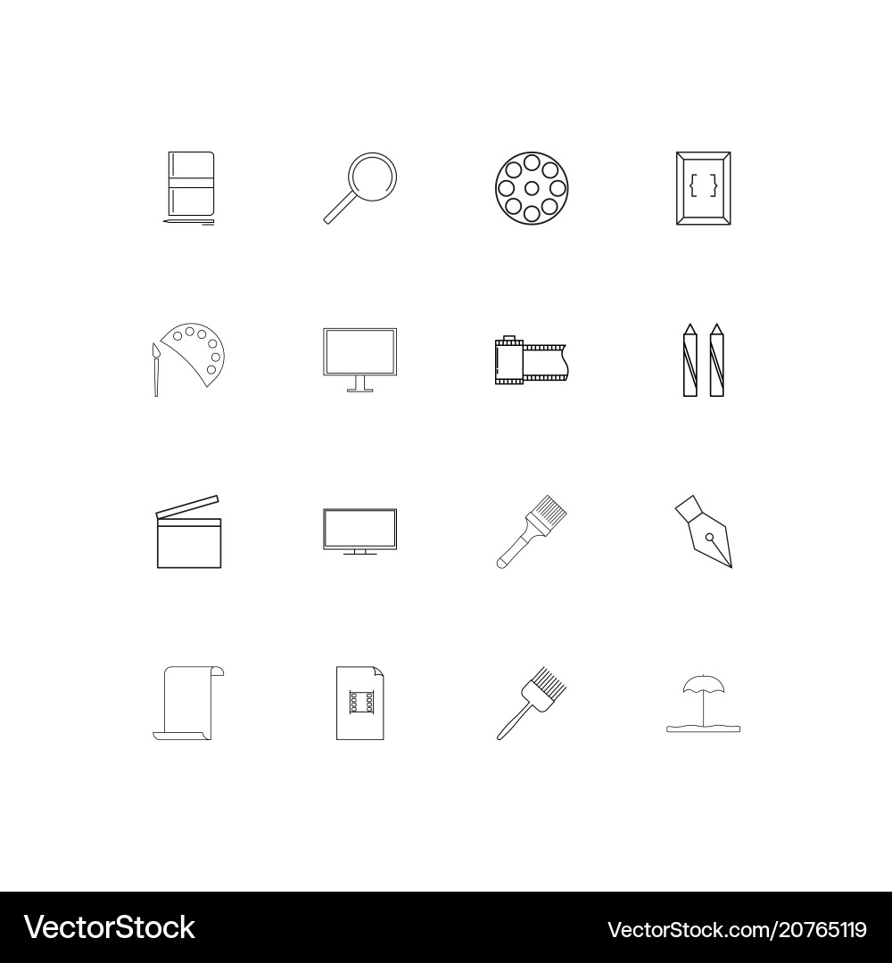 Creative process and design linear thin icons set Vector Image