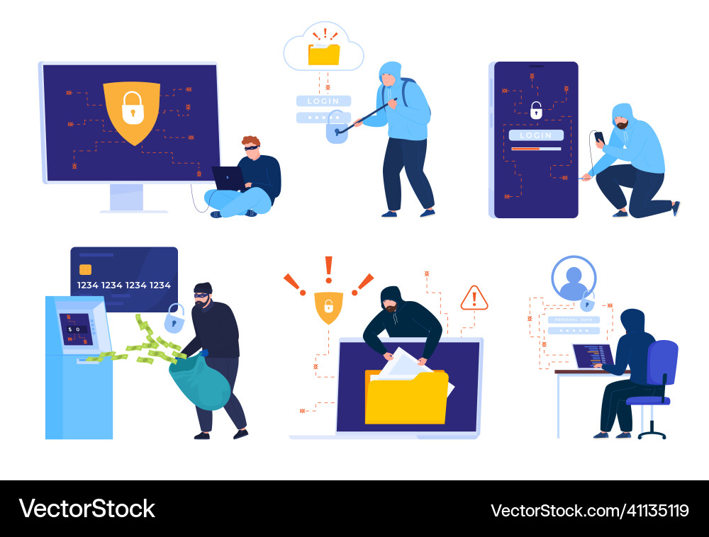 Cybercrime and Hacking Collection vector image