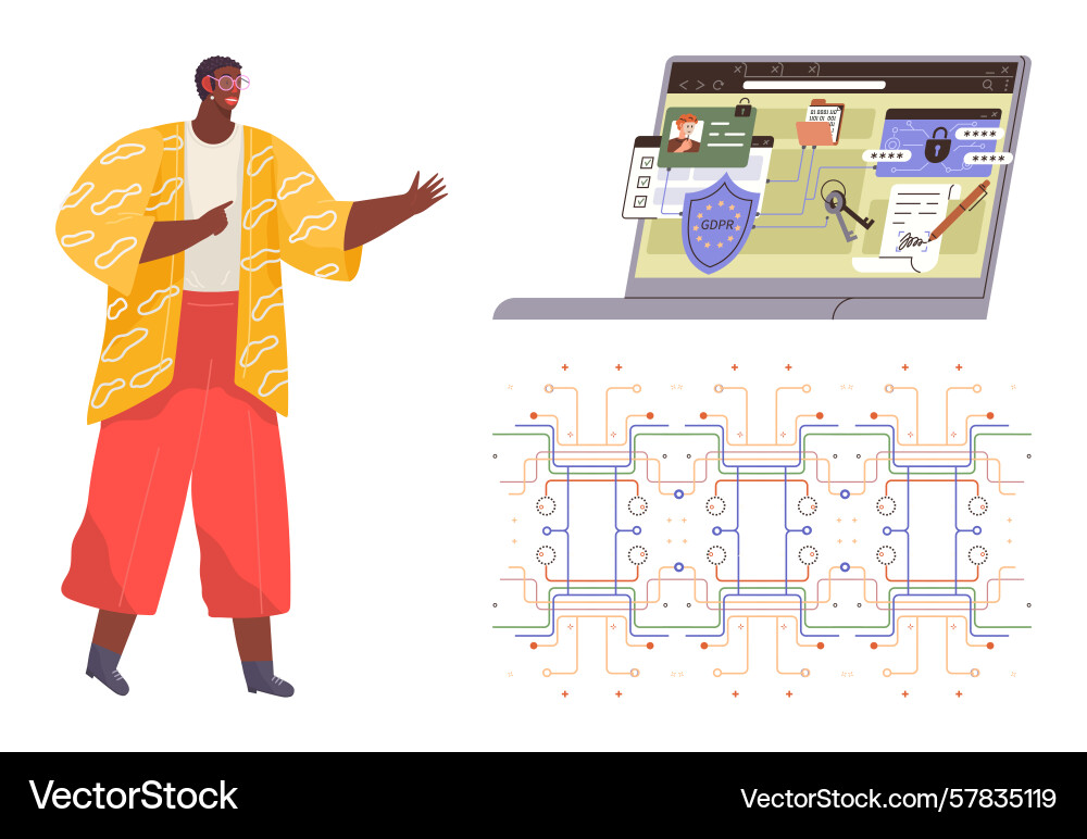 Digital security concept with virtual key Digital security concept with virtual key vector image
