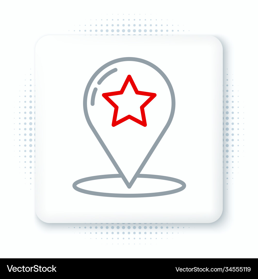 Line map pointer with star icon isolated on white Vector Image