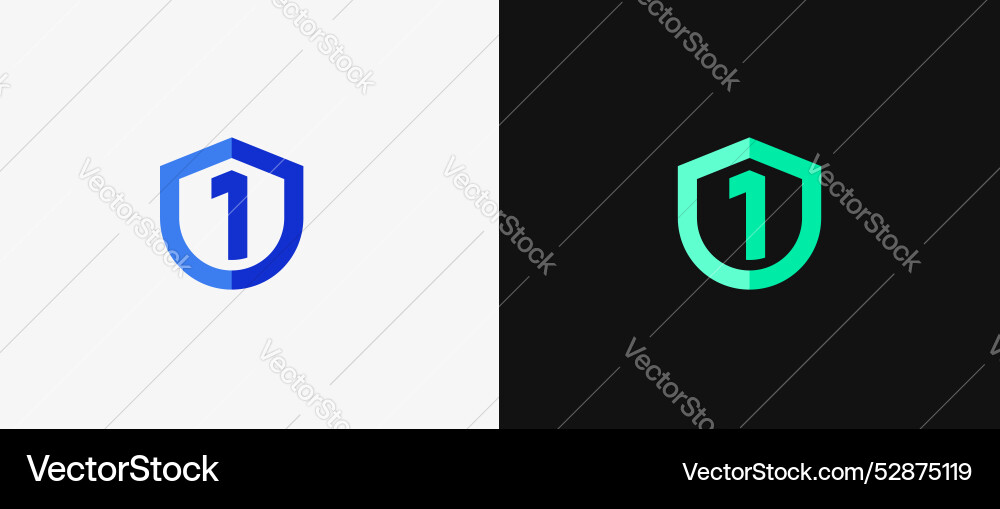 Logo number 1 and shield tech database security Logo number 1 and shield tech database security vector image