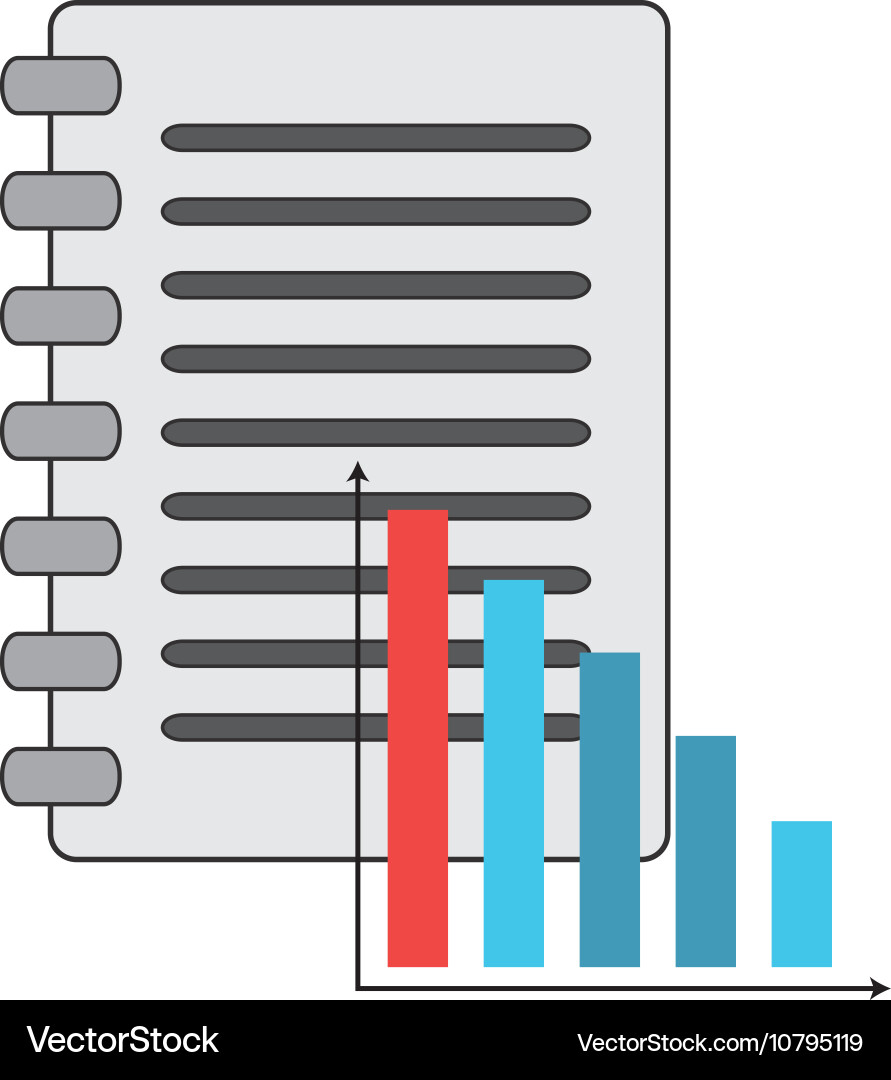 Notebook and bar graph icon vector image