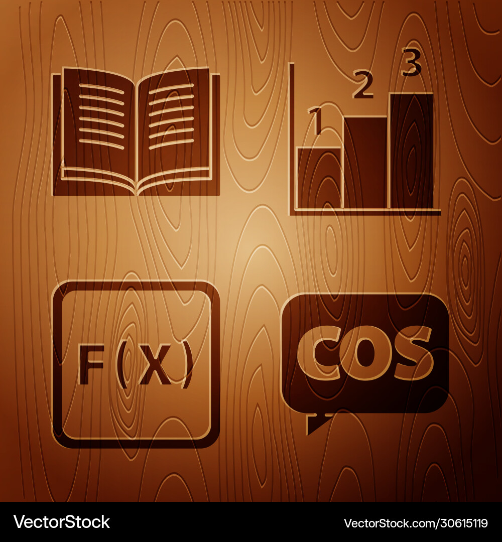 Set mathematics function cosine open book Set mathematics function cosine open book vector image