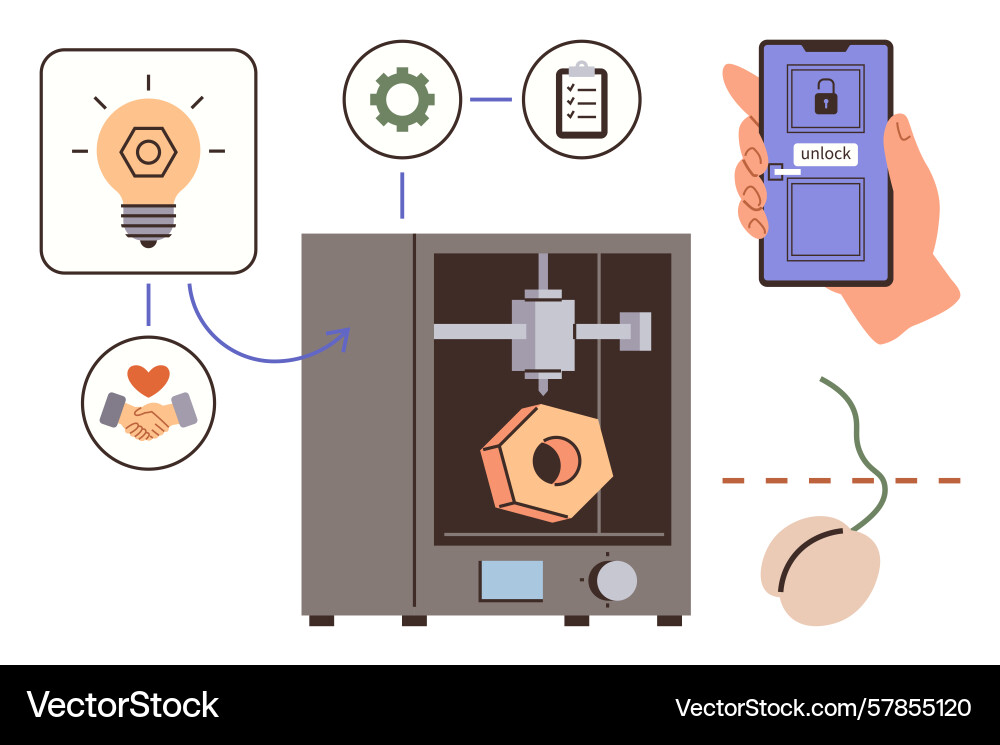 3d printing process controlled via smartphone 3d printing process controlled via smartphone vector image