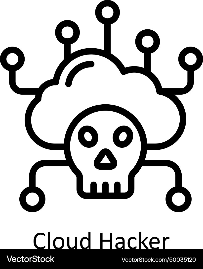 Cloud hacker outline icon style Vector Image