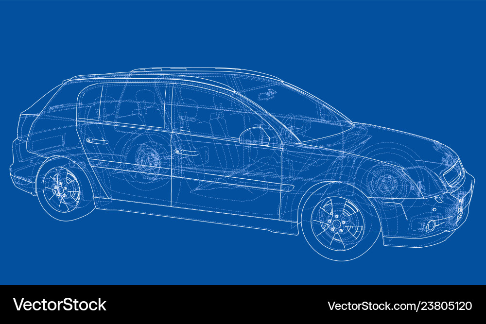 Concept car rendering of 3d Vector Image