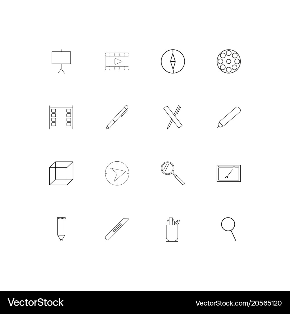 Creative process and design simple linear icons vector image