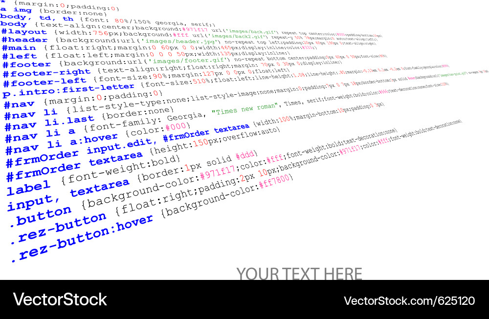 CSS Stylesheet Code Snippet vektorbild