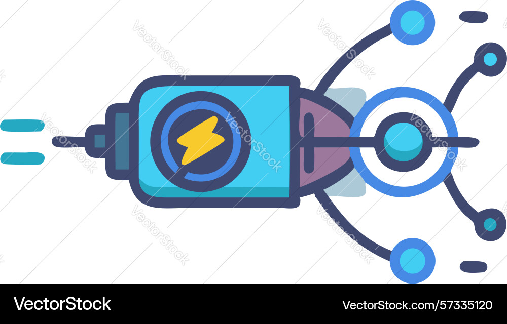 Digital circuit core with energy flow design vector image