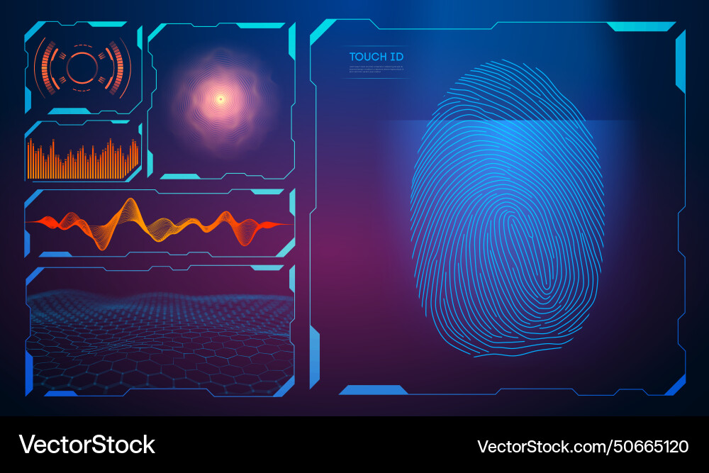 Digital fingerprint authentication technology Digital fingerprint authentication technology vector image