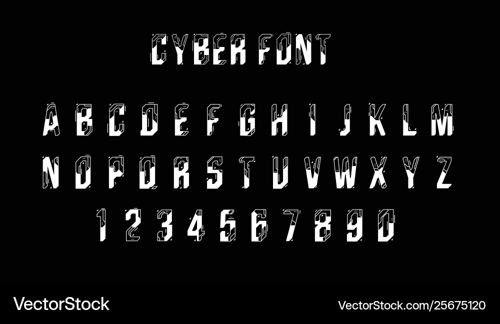 Futuristic font design letters and numbers vector image