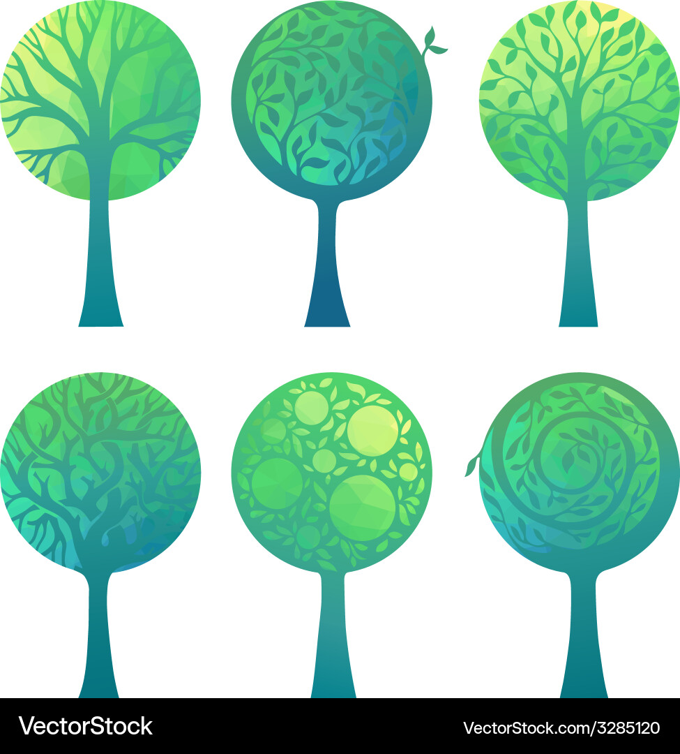 Geometric Tree Patterns vector image