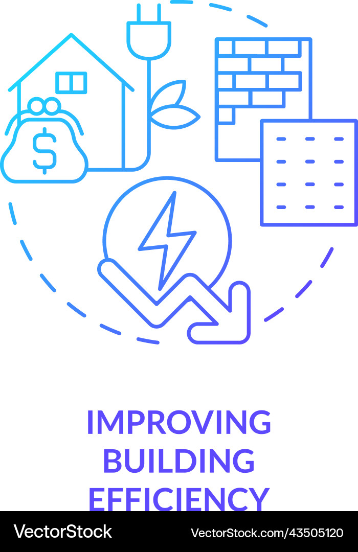 Improving building efficiency blue gradient Improving building efficiency blue gradient Vector Image