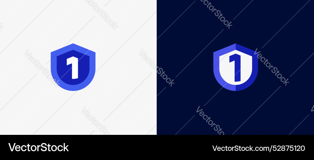 Logo number 1 and shield tech database security Logo number 1 and shield tech database security vector image