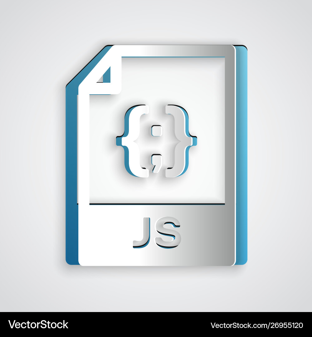 Paper cut js file document download button Vector Image
