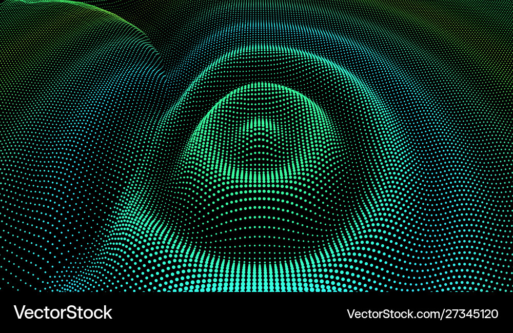 Particle 3d wavy ripple effect color grid surface Vector Image