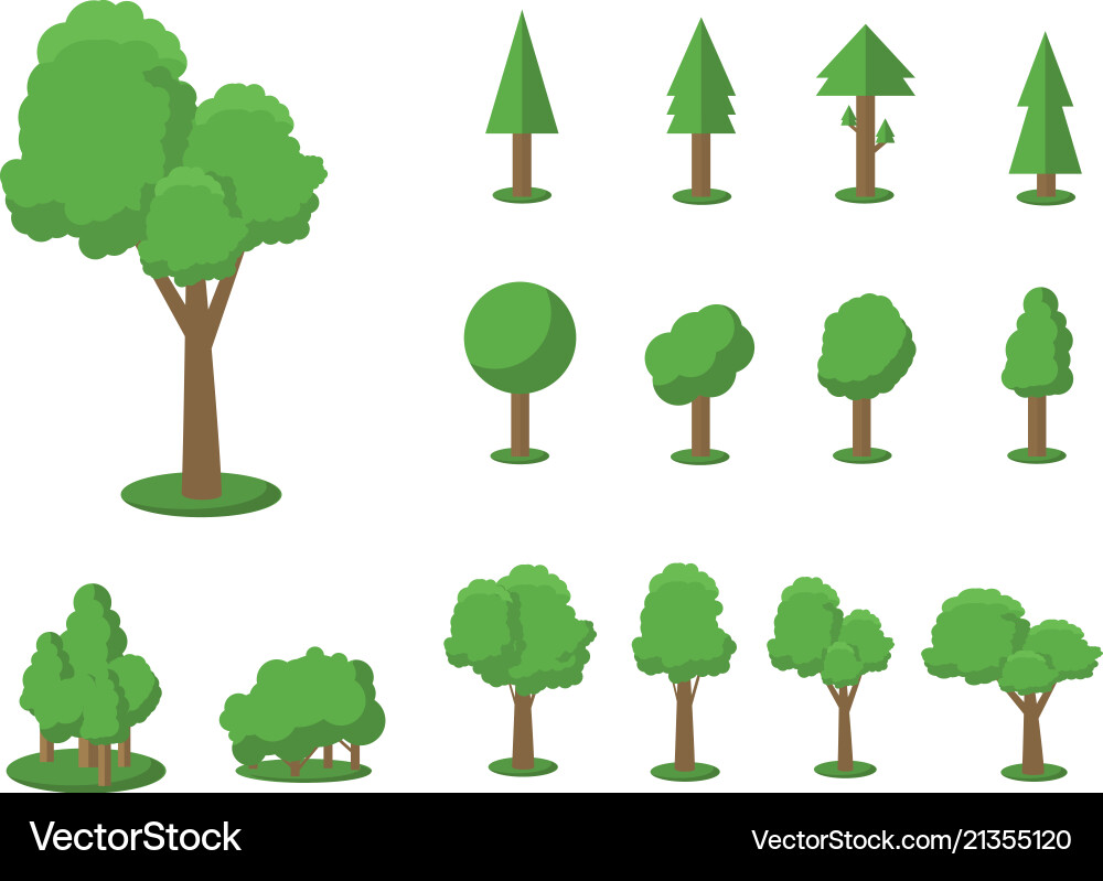 Tree Collection - Botanical Elements Vector Image