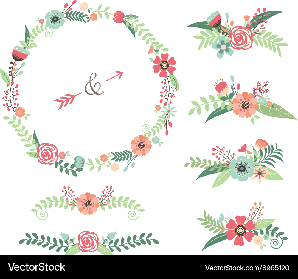 Wedding Floral Elements vector image