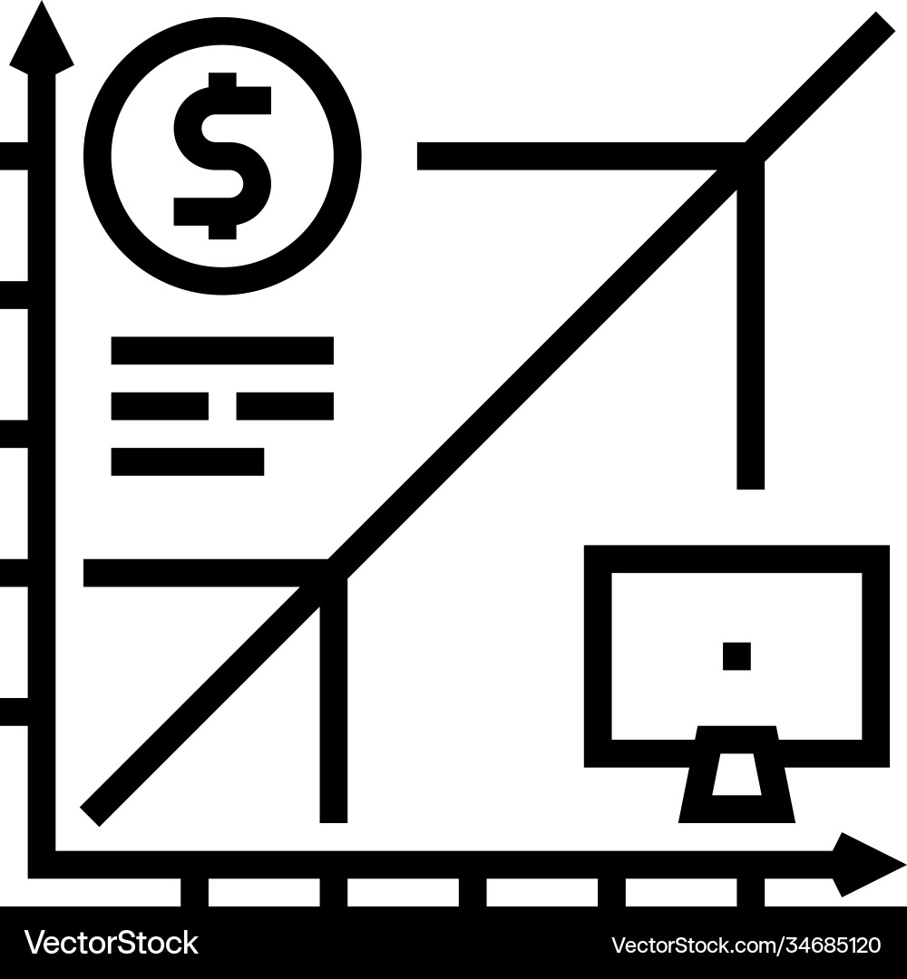 Working time with computer line icon Working time with computer line icon vector image