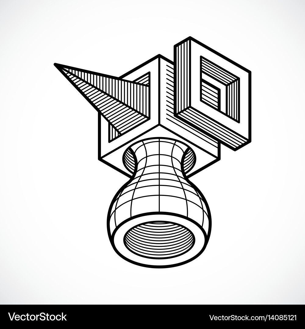 3d engineering abstract shape made using cubes vector image