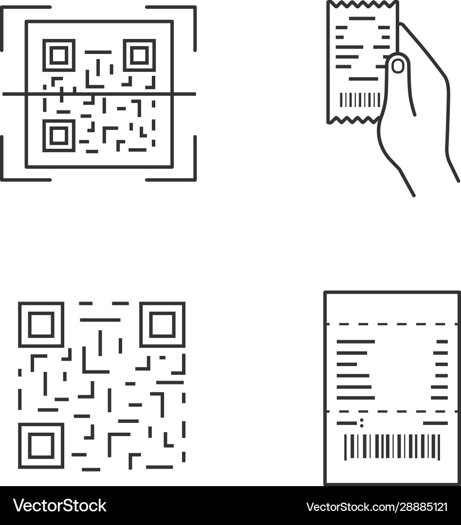Barcodes linear icons set Barcodes linear icons set vector image
